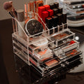 Acrylic Clear Makeup Organizer and Storage Stackable Skin Care Cosmetic Display Case with 4 Drawers Make Up Stands for Jewelry Hair Accessories Beauty Skincare Product Organizing,,,F110043