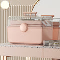 kosheko High Capacity Transparent Makeup Box, Portable Desktop Cosmetic Storage, Lightweight Plastic Makeup Organizer, Multifunctional Beauty Accessory Case. pink