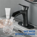 Yundoom Matte Black Bathroom Faucet,Bathroom Sink Faucet,Waterfall Bathroom Faucet