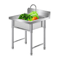 Kagrote 19.6 Inch Stainless Steel Utility Sink with Hot and Cold Faucet, Freestanding Commercial Kitchen Single Bowl Sink for Restaurant, Laundry Room, Garage