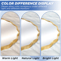 TEWLOSS Round Mirrors Wall Mirror 24" Wavy Mirror for Bathroom Gold Aluminum Alloy Framed
