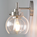 3-Light Bathroom Lighting Fixtures Over Mirror With Globe Clear Glass Shade,23.5 Inch,E26 Sockets,Modern Contemporary Bath Light Fixture For Over Sink,Kitchen Wall,Brushed Nickel (Bulbs Not Included)