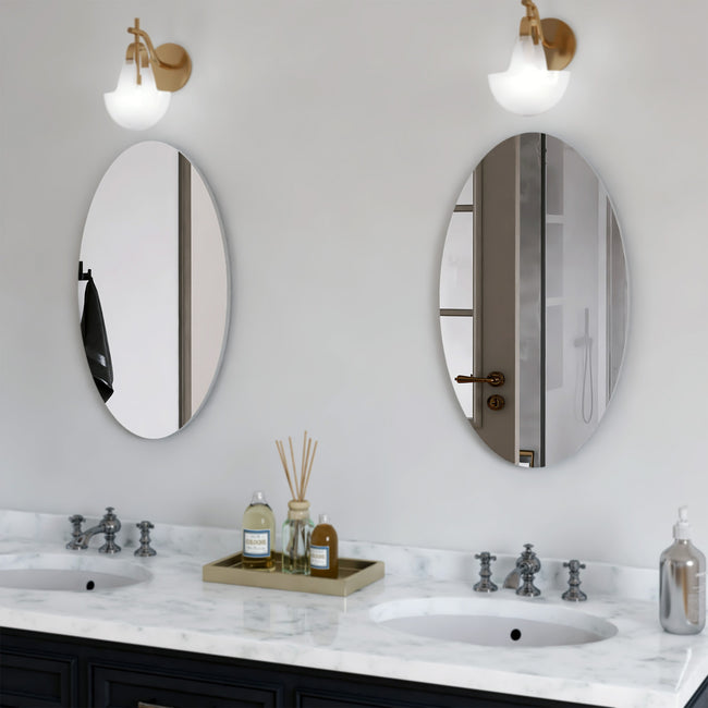 Facilehome 25.1" X 14.8" Oval Mirror for Bathroom,Wall Mounted Bathroom Mirror,Bathroom Vanity Mirror,White