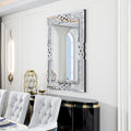 LUVODI Crushed Diamond Wall Mirror 39x28 inch Decorative Glass Silver Bathroom Vanity Mirrors Square