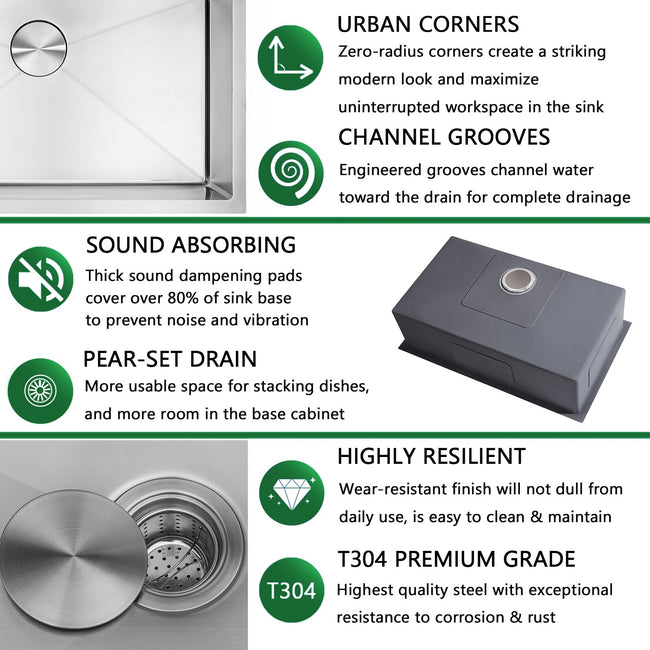 Akicon 32" Undermount 50/50 Double Bowl Kitchen Sink and Pull-down Faucet Combo with Drain Strainer, Protective Bottom Grid, All in One
