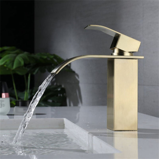 Elegant Bathroom Fixture, Quiet Waterflow With Anti-Scratch Treatment Single Handle Control, Brushed Gold Finish For Deck Mount, Easy Installation Rust-Proof And