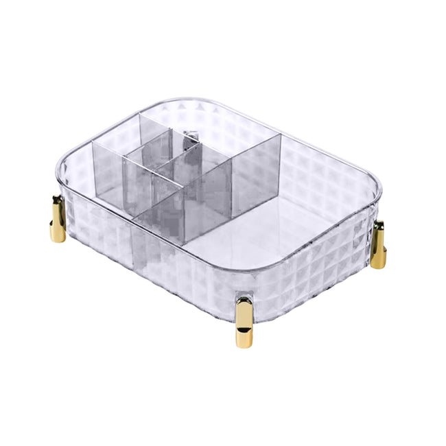 Clearance! Desktop Cosmetics Storage Box PET Dresser Beauty Storage Basket Sundries Transparent Compartment Storage Box New