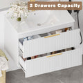 ICEELF 30'' Bathroom Vanity Cabinet with Sink and Faucet, Wall Mounted Floating Bathroom Vanity with 2 Big Drawer and Metal Handles (White, 30")