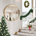 TEWLOSS Round Mirrors Wall Mirror 24" Wavy Mirror for Bathroom Gold Aluminum Alloy Framed