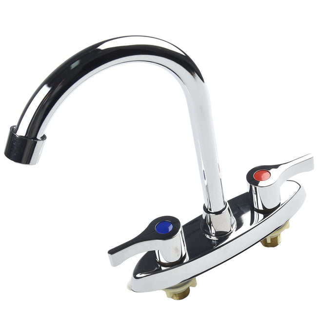Mingkeerda Brass Double Hole Handle Rotary Hot and Cold Basin Sink Mixer Faucet