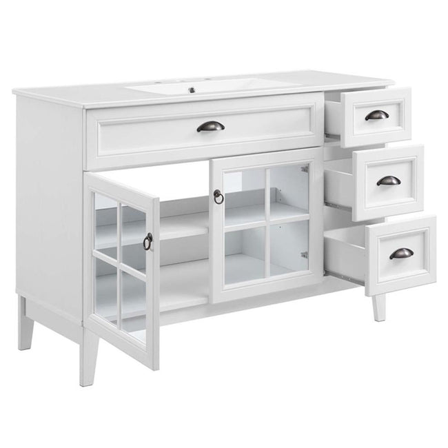 Modway Isle 48" Modern Wood Single Sink Bathroom Vanity Cabinet in White