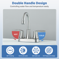 Zovajonia Centerset 4 In Bathroom Sink Faucet 2 Handle Vanity 360 Swivel Spout with Drain Brushed nickel