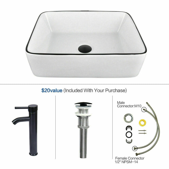 FULLWATT 24" Bathroom Wood Vanity Cabinet Storage Counter-top Vessel Sink Pop Up Combo