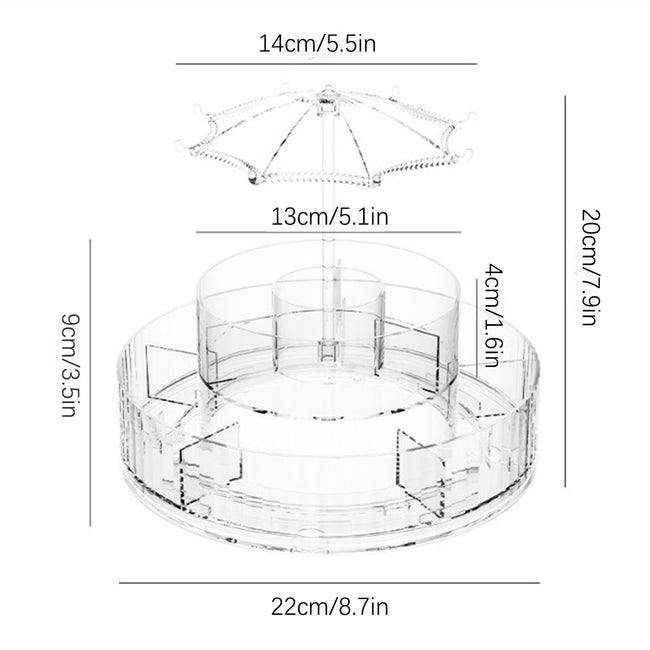 Donemore Rotating Makeup Organizer Large Capacity Cosmetics Organizer Beauty Organizer Clear Cosmetic Storage Display Case for Bedroom Dresser