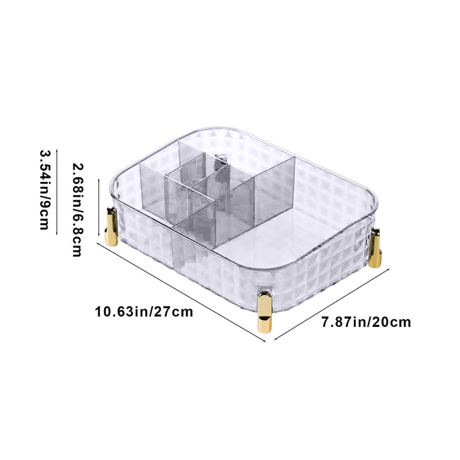 Clearance! Desktop Cosmetics Storage Box PET Dresser Beauty Storage Basket Sundries Transparent Compartment Storage Box New