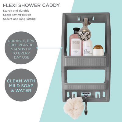 Bath Bliss Multi Hanging Option Plastic Shower Organizer, Gray