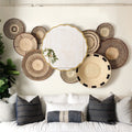 TEWLOSS Round Mirrors Wall Mirror 24" Wavy Mirror for Bathroom Gold Aluminum Alloy Framed