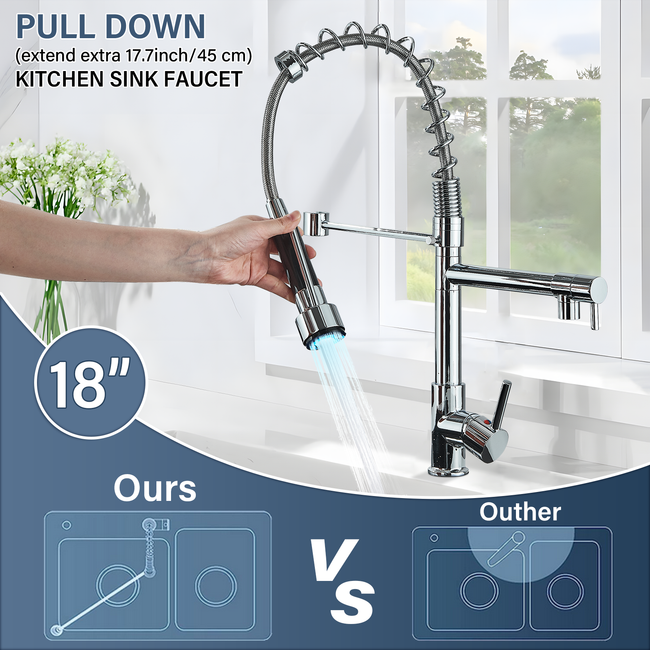 Cesinkin Brass Silver Curved Kitchen Sink Faucet