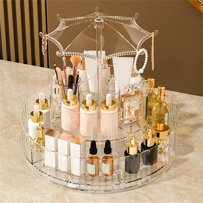 Donemore Rotating Makeup Organizer Large Capacity Cosmetics Organizer Beauty Organizer Clear Cosmetic Storage Display Case for Bedroom Dresser