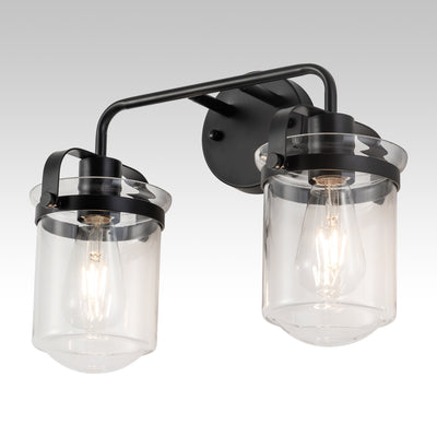 GELE Wall Sconces Set of 2 with Clear Glass Shade Modern Wall Sconce, Industrial Indoor Wall Light Fixture for Bathroom Living Room Bedroom Over Kitchen Sink
