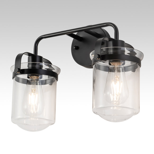 GELE Wall Sconces Set of 2 with Clear Glass Shade Modern Wall Sconce, Industrial Indoor Wall Light Fixture for Bathroom Living Room Bedroom Over Kitchen Sink