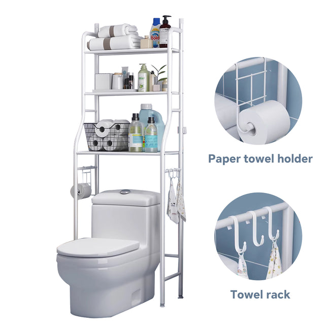 HioHa Over the Toilet Storage Rack, 3 Tier Bathroom Space Saver, Bathroom Corner Stand Storage Organizer Accessories Bathroom Towel Shelf 22"W Black