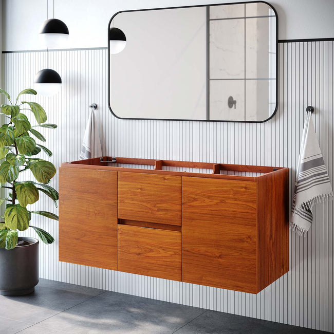 Modway Scenic 48" Single Sink Compatible (Not Included) Bathroom Vanity Cabinet in Cherry Walnut