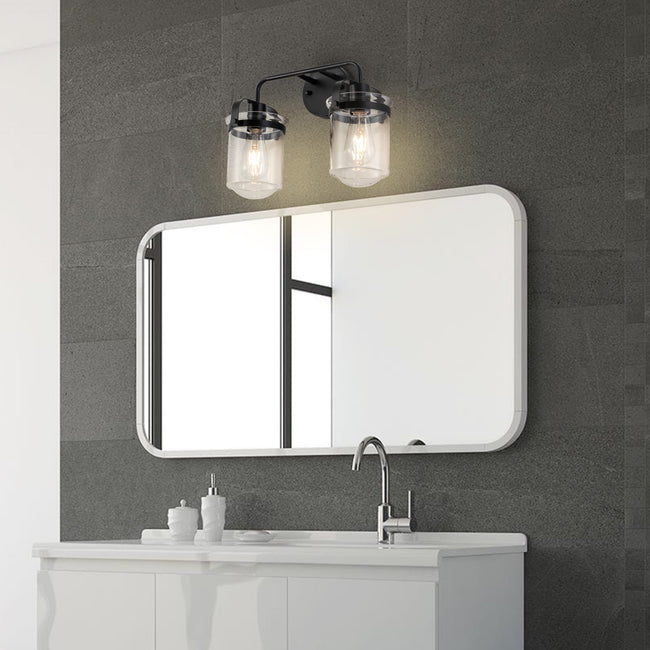 Wall Sconces Set of 2 with Clear Glass Shade,Modern Wall Sconce, Industrial Indoor Wall Light Fixture for Bathroom Living Room Bedroom Over Kitchen Sink,E26 Socket, Bulbs Not Included