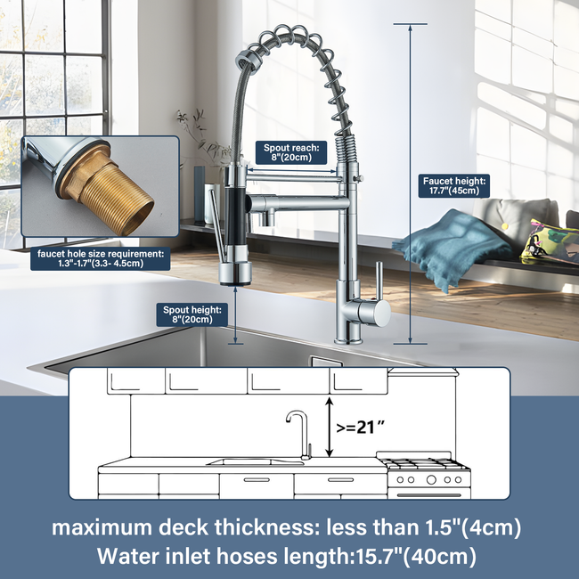 Cesinkin Brass Silver Curved Kitchen Sink Faucet