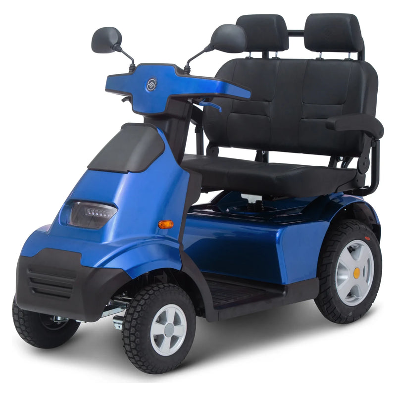Afikim Afiscooter S4 2-Seater – Blue, dual bench seat, side profile