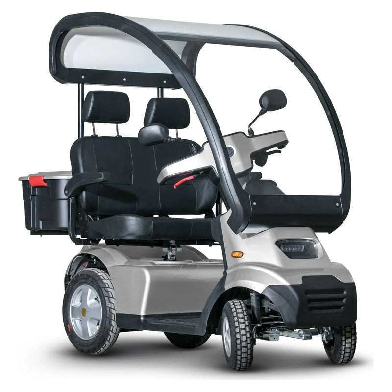 Afikim Afiscooter S4 2-Seater Canopy – Silver, dual seat with hardtop canopy