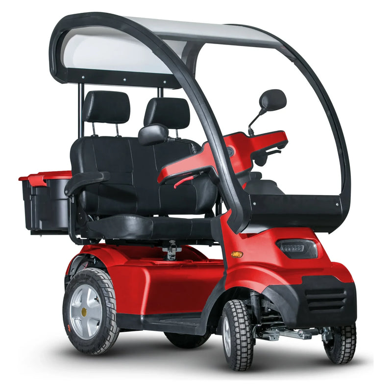 Afikim Afiscooter S4 2-Seater Canopy – Red, dual seat with hardtop canopy