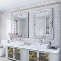 LUVODI Crushed Diamond Wall Mirror 39x28 inch Decorative Glass Silver Bathroom Vanity Mirrors Square