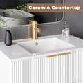 ICEELF 30'' Bathroom Vanity Cabinet with Sink and Faucet, Wall Mounted Floating Bathroom Vanity with 2 Big Drawer and Metal Handles (White, 30")