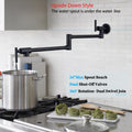 Havin Brass Pot Filler, Wall Mount Commercial Pot Filler Faucet, Brass Material Kitchen Folding Faucet, Coffee Machine Faucet, Style D, Matte Black
