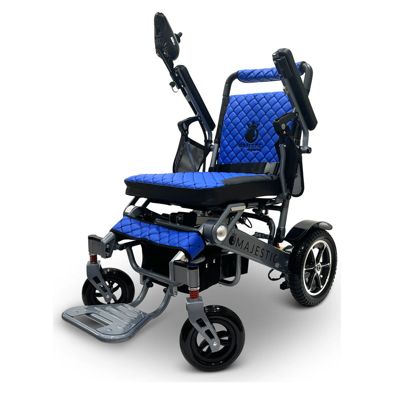 ComfyGo Majestic IQ-7000 Auto Folding power wheelchair – blue cushion and backrest