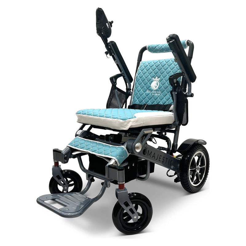 ComfyGo Majestic IQ-7000 Auto Folding power wheelchair – teal cushion and backrest