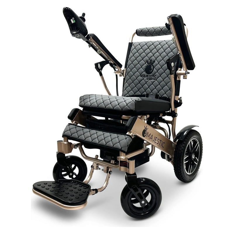 ComfyGo Majestic IQ-8000 folding power wheelchair – gray cushion and backrest