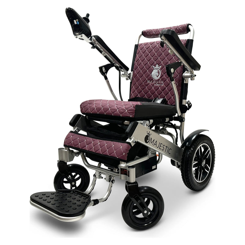 ComfyGo Majestic IQ-8000 folding power wheelchair – purple cushion and backrest
