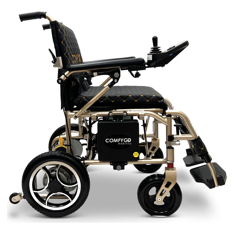 ComfyGo X-7 lightweight folding power wheelchair – black cushion and backrest