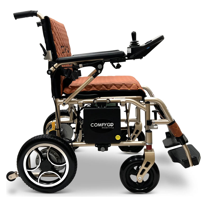 ComfyGo X-7 lightweight folding power wheelchair – taba cushion and backrest