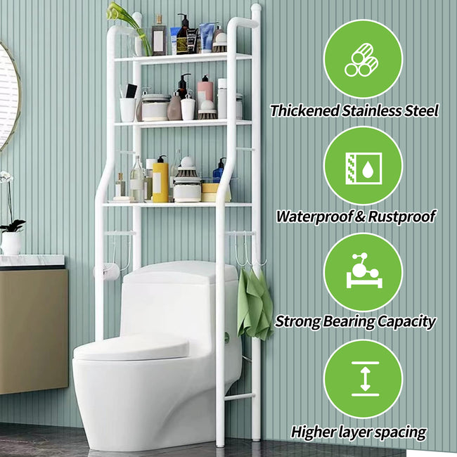 HioHa Over the Toilet Storage Rack, 3 Tier Bathroom Space Saver, Bathroom Corner Stand Storage Organizer Accessories Bathroom Towel Shelf 22"W Black