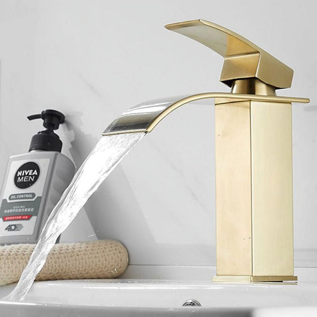 Elegant Bathroom Fixture, Quiet Waterflow With Anti-Scratch Treatment Single Handle Control, Brushed Gold Finish For Deck Mount, Easy Installation Rust-Proof And