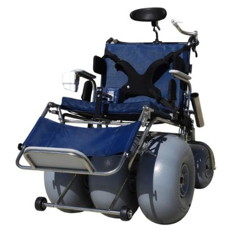 DeBug XL Beach Wheelchair – rear three-quarter view