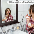Gymax Bathroom Wall-Mounted Mirror W/Shelf Vanity Makeup Mirror Multipurpose Brown