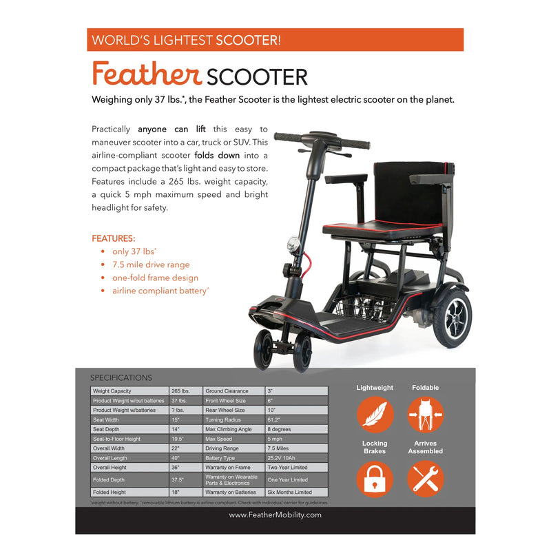 Feather Scooter – sell sheet with specifications