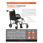 Feather Transport wheelchair – sell sheet with specifications
