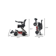 FreeRider Luggie Chair folding power wheelchair – folded and unfolded dimensions