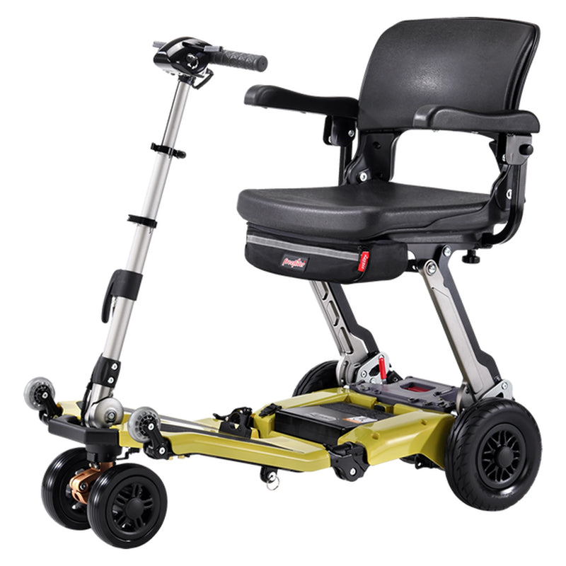 FreeRider Luggie Super Plus 3 mobility scooter – three-quarter view, Mustard Yellow