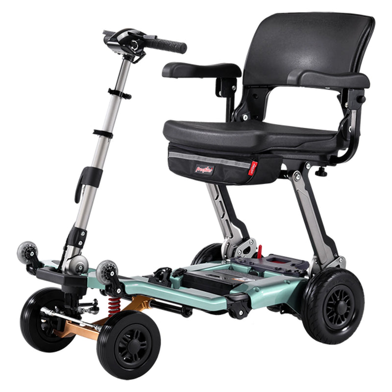 FreeRider Luggie Super Plus 4 mobility scooter – three-quarter view, Light Green